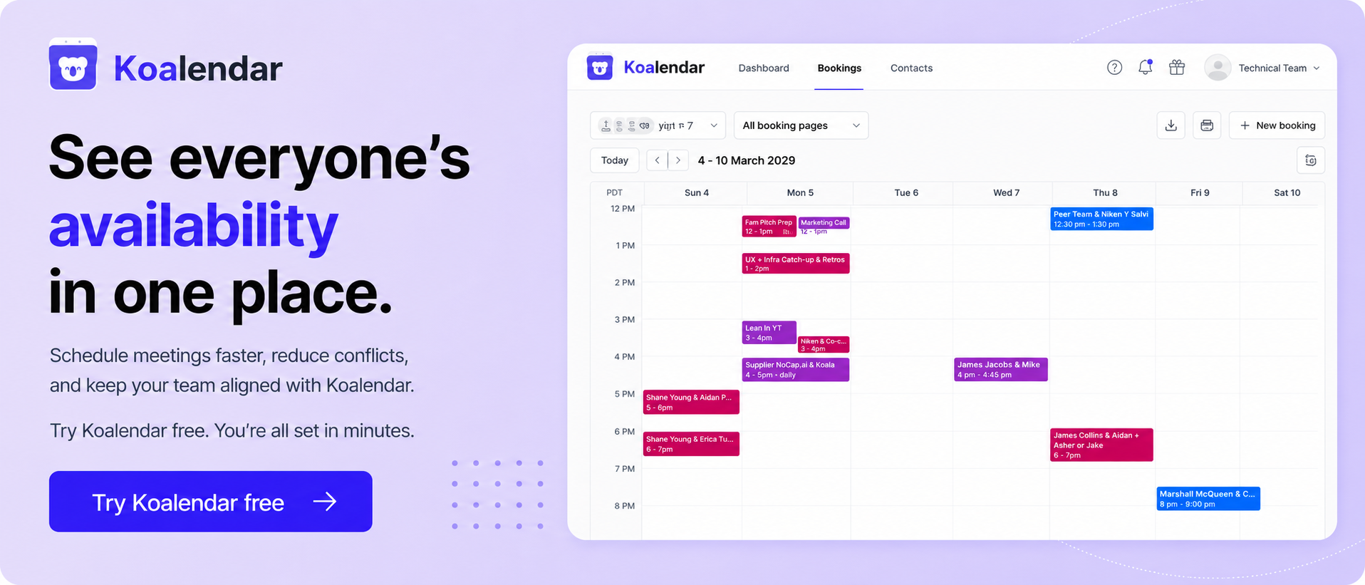 banner of Best team scheduling tool koalendar